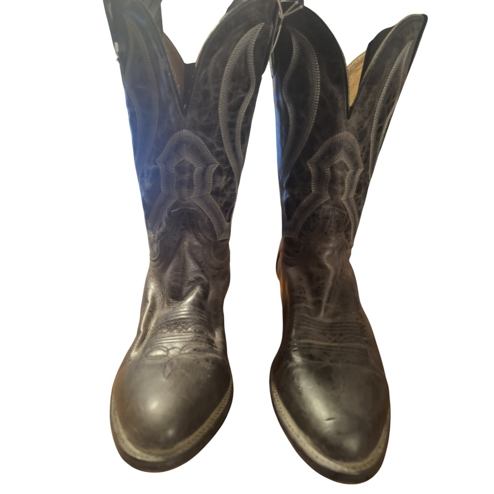 CODY JAMES Black Leather Cowboy Boots Western Detailed Stitching Size 12 D
